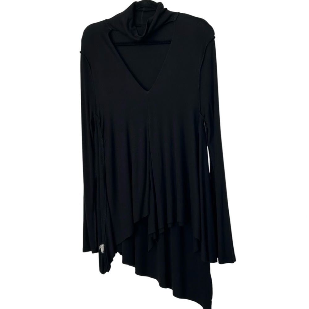 FREE PEOPLE ‘Uptown Turtleneck’ Women’s Tunic Black Open Plunge Turtleneck‎ M